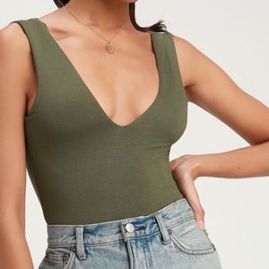 Army Green Bodysuit ( v-neck)